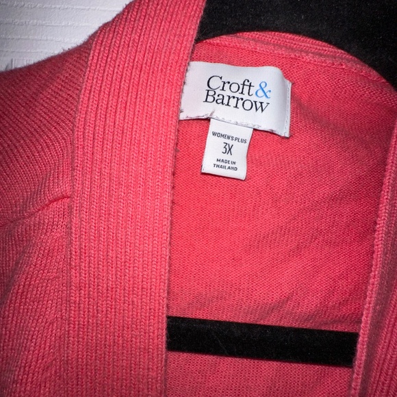 Croft & Barrow Long Cardigan – 3X, Coral Peach - Picture 2 of 6